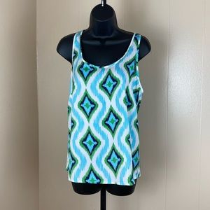 Macbeth Collection Green & Blue Geometric Tank